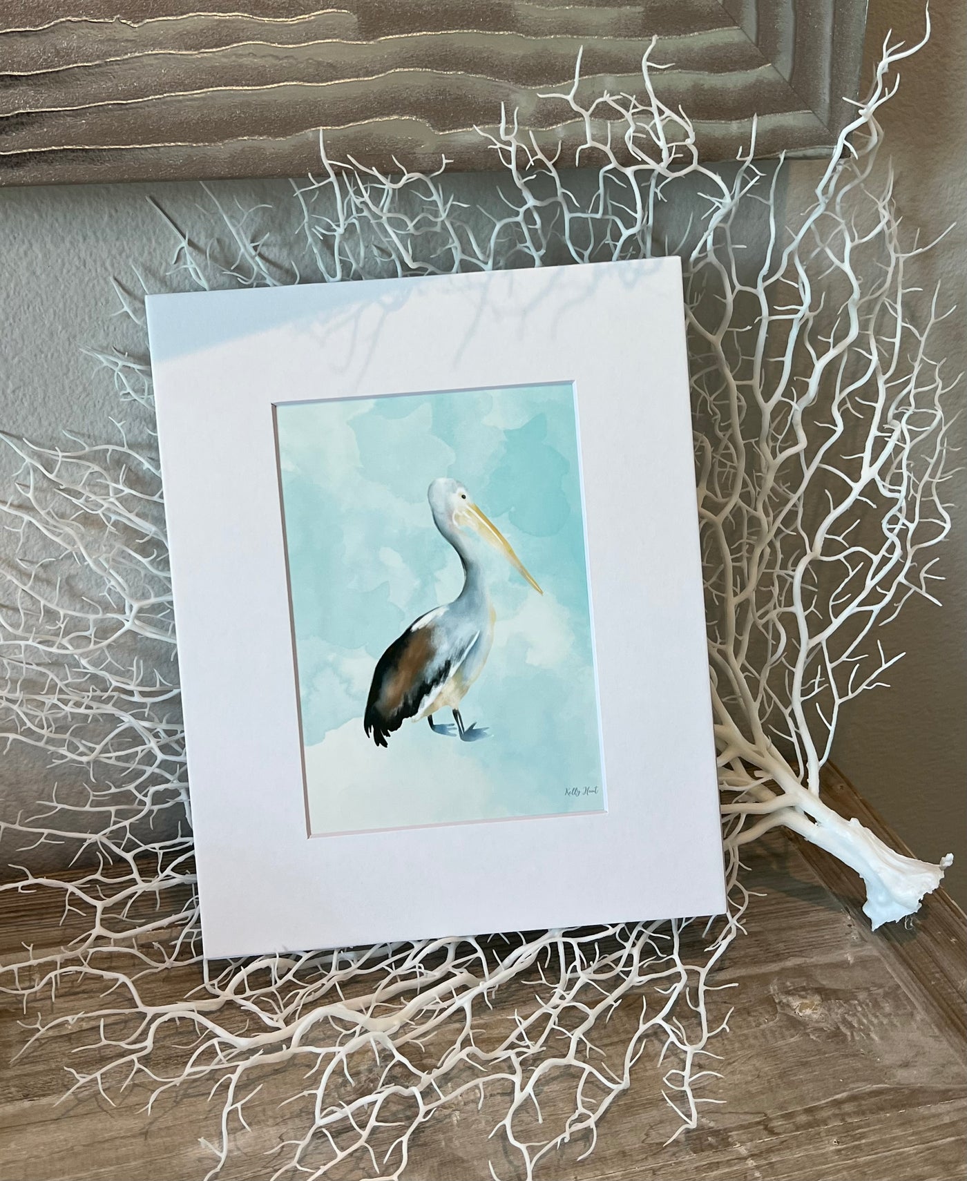 Pelican on Watercolor Print