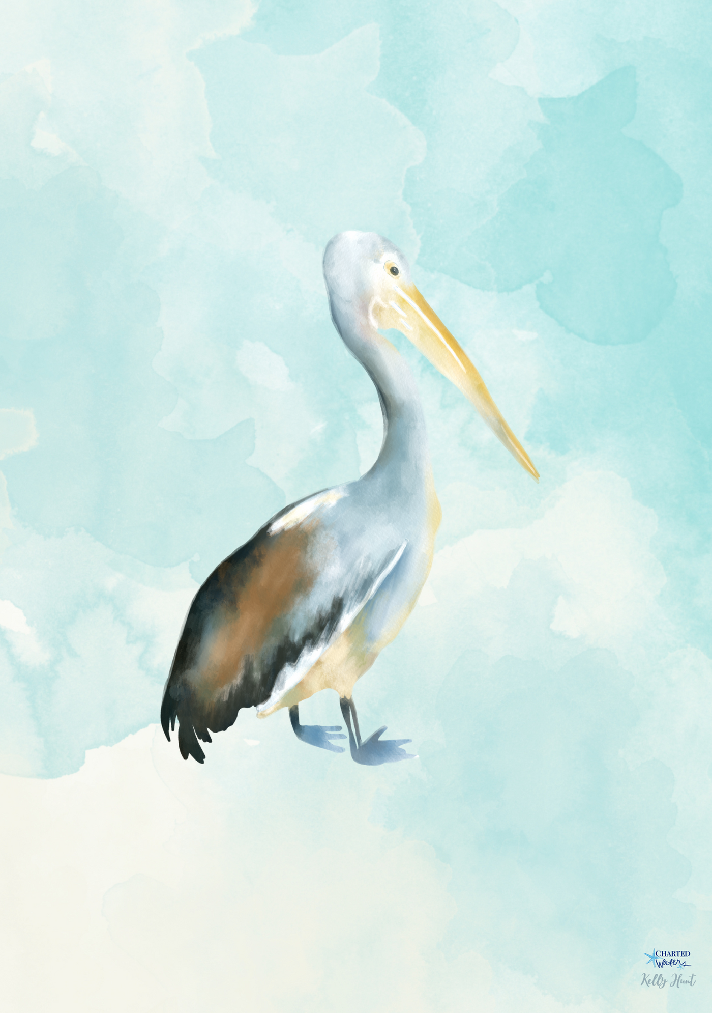 Pelican on Watercolor Print